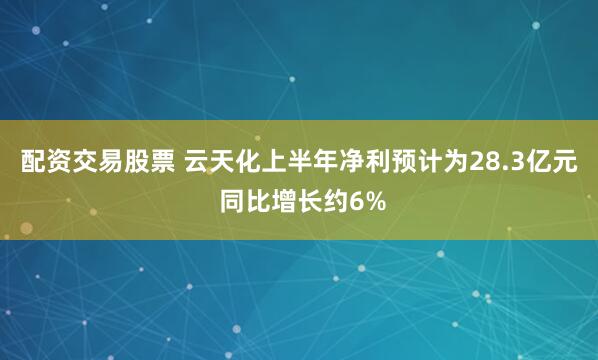 配资交易股票 云天化上半年净利预计为28.3亿元 同比增长约6%